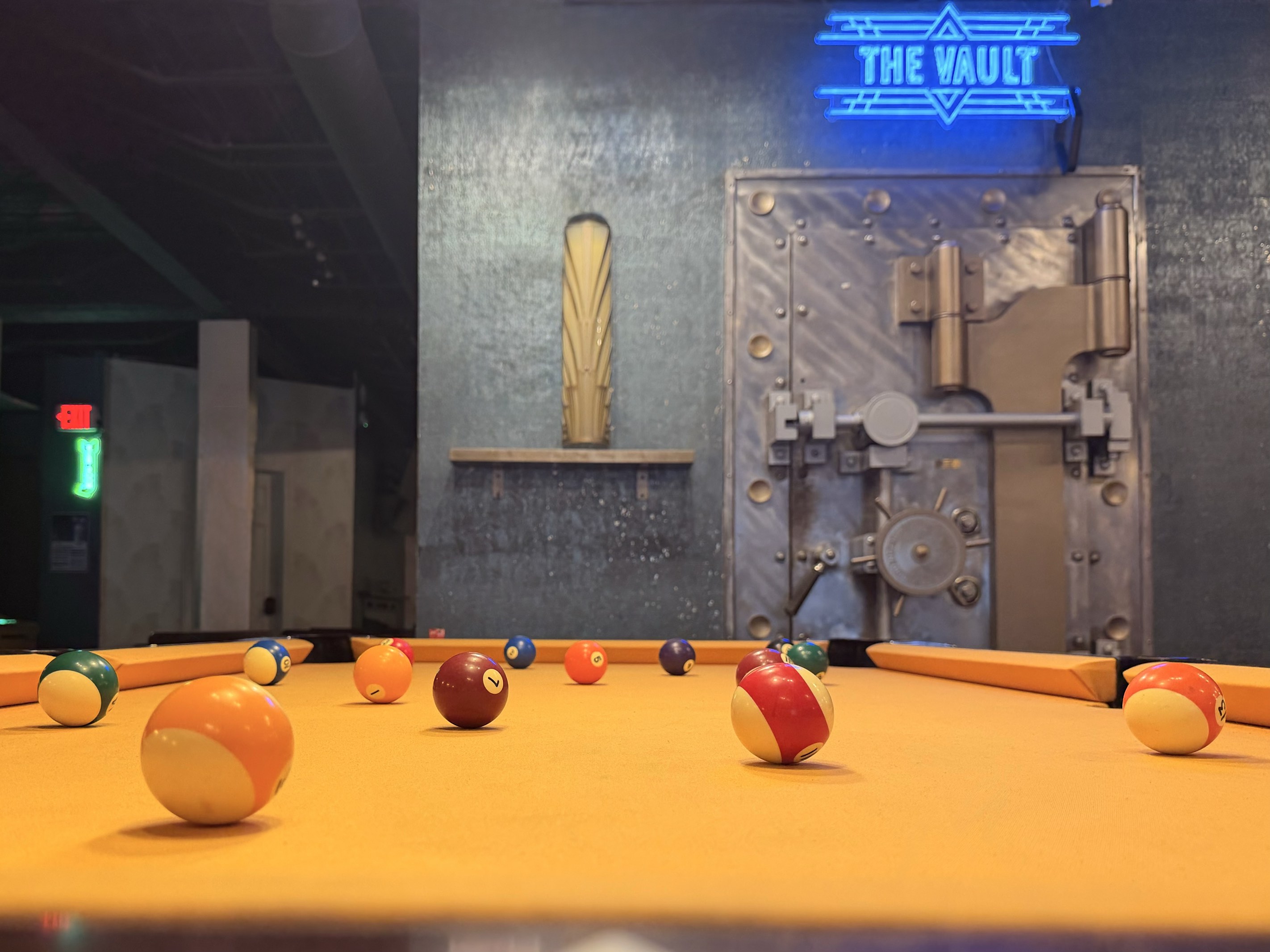 The Vault interior with pool table and vault door